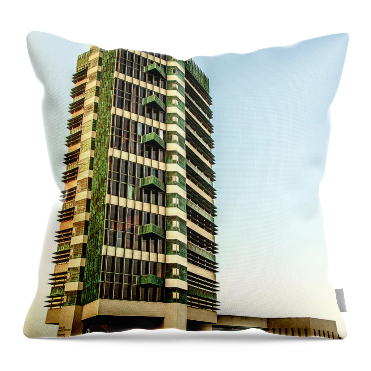Frank Lloyd Wright Throw Pillow featuring the photograph Price Tower by Diana Powell
