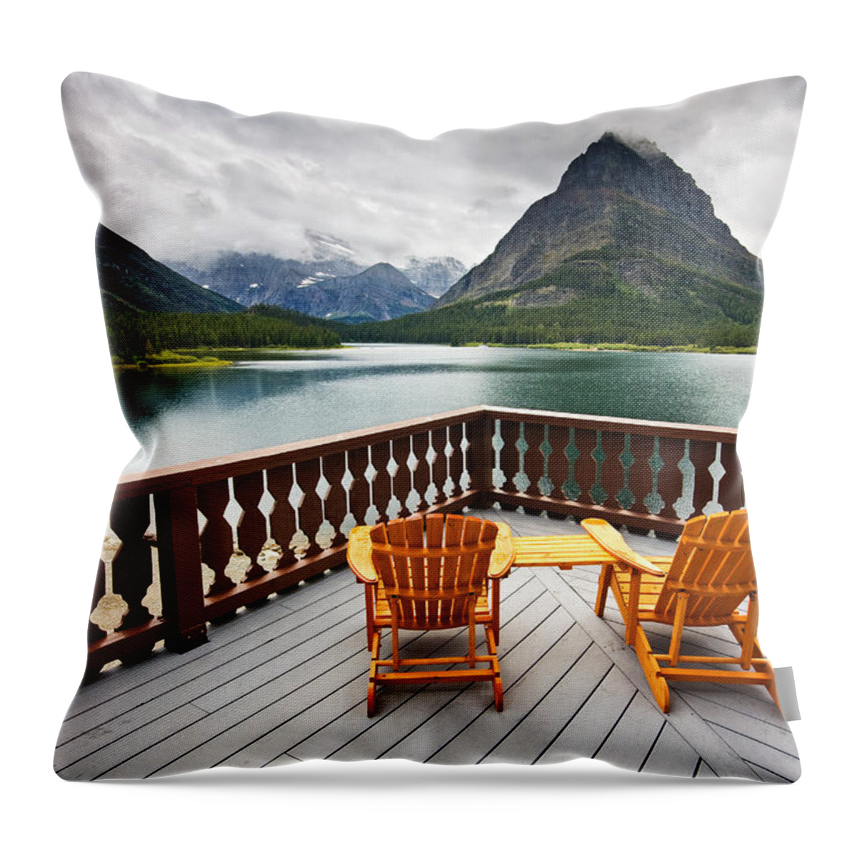 Chairs Throw Pillow featuring the photograph Priceless Glacier View by Mark Kiver