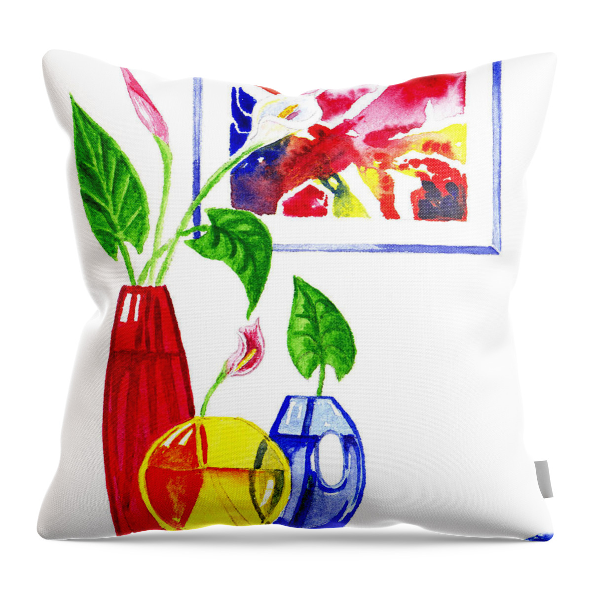 Red Throw Pillow featuring the painting Primary Colors Design by Irina Sztukowski