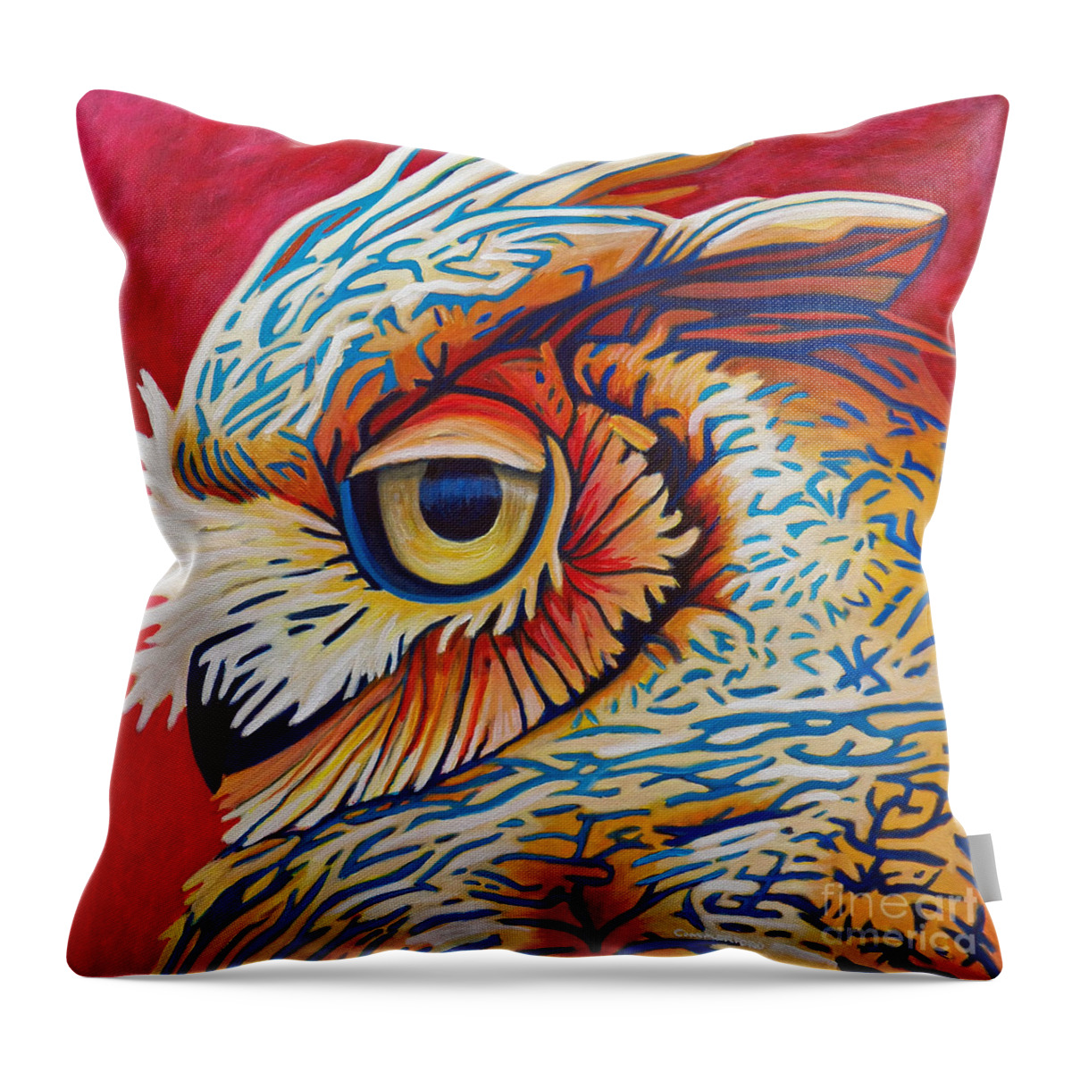 Owl Throw Pillow featuring the painting Private Passion by Brian Commerford