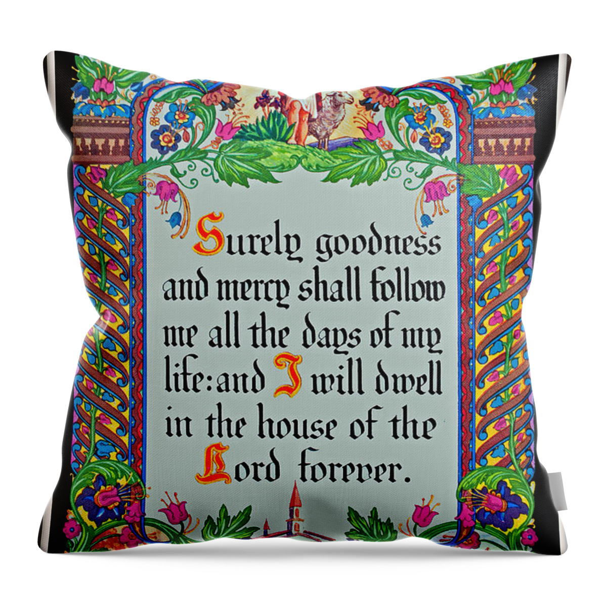 Verses Throw Pillow featuring the photograph Psalms 23-6 by Tikvah's Hope