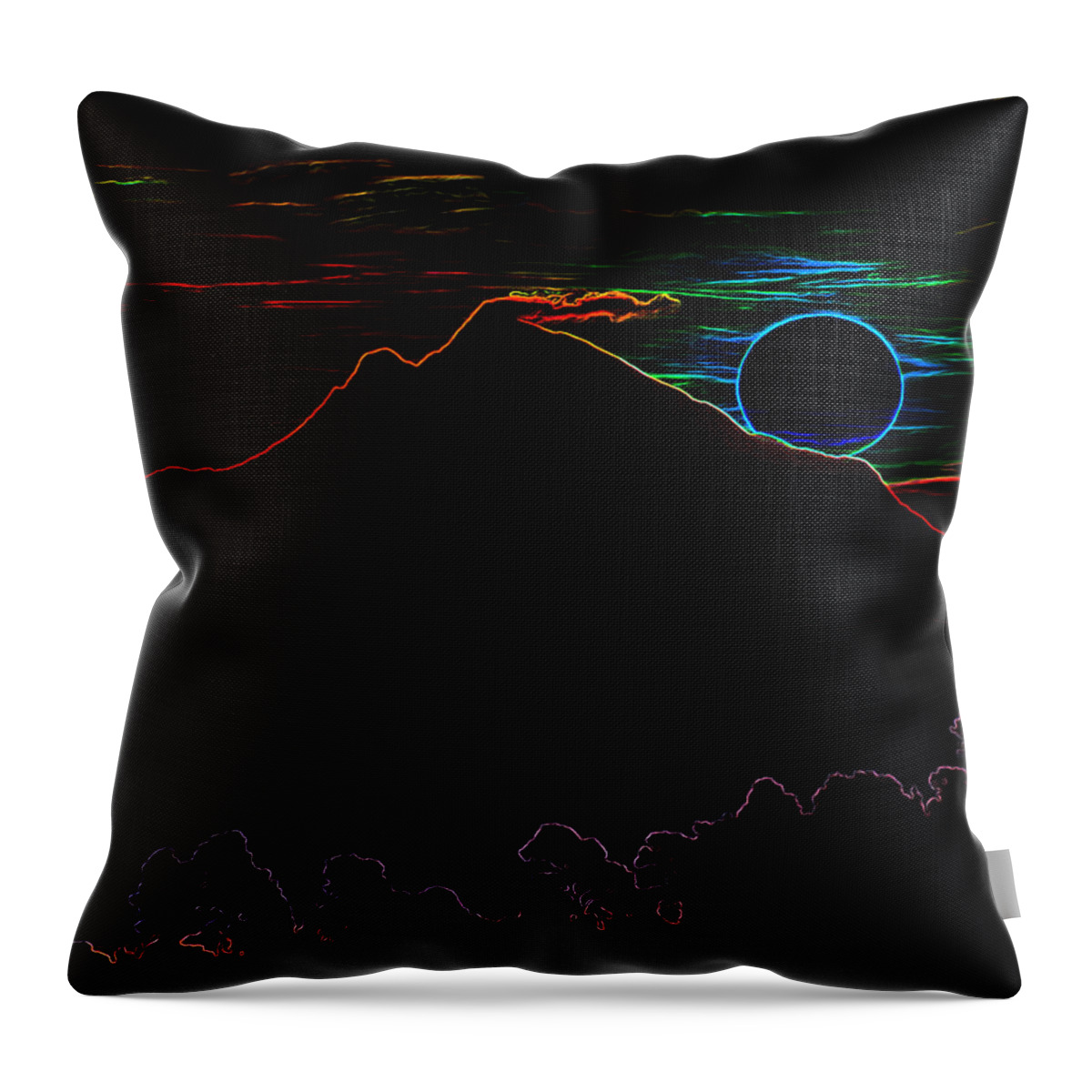 Greece Throw Pillow featuring the digital art Psychedelic Sun Rise by Roy Pedersen