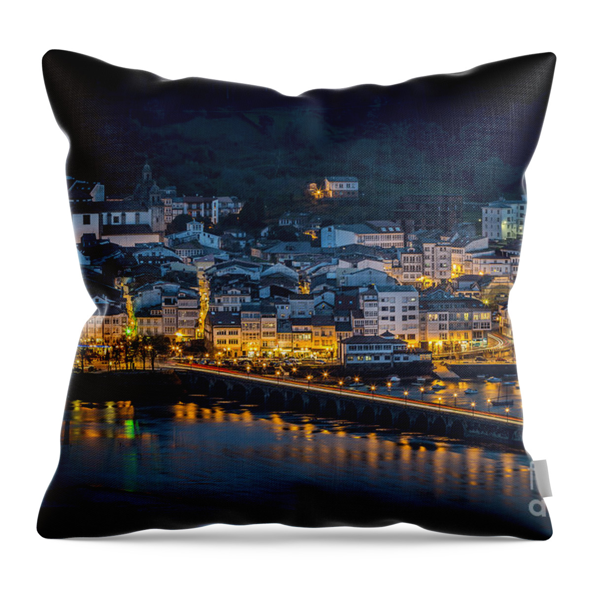 Galicia Throw Pillow featuring the photograph Puentedeume View from Cabanas Galicia Spain by Pablo Avanzini