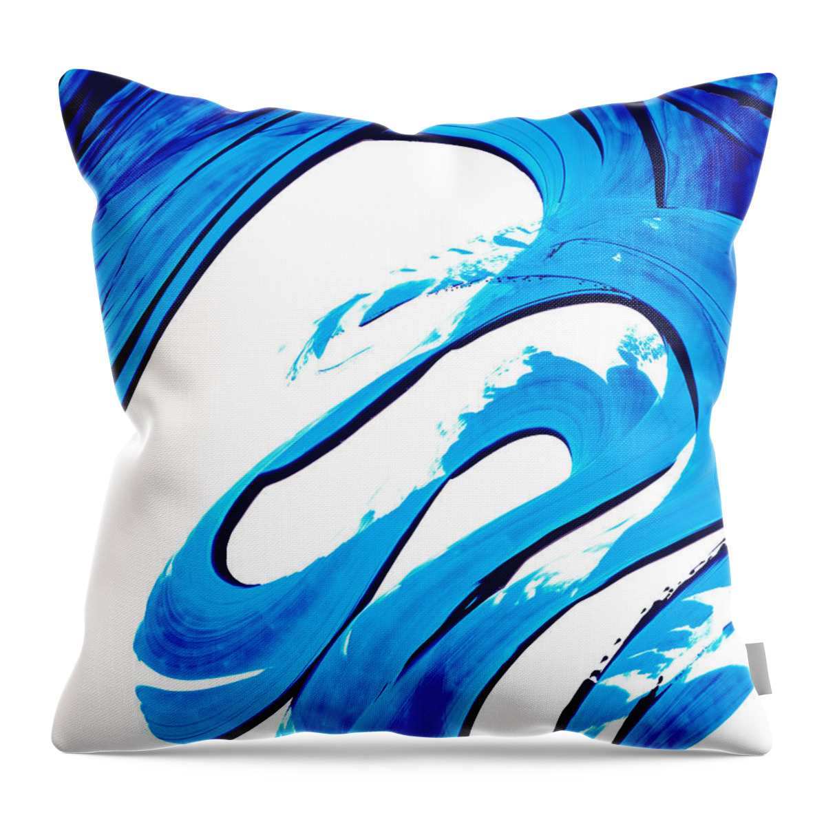 Abstracts Throw Pillow featuring the painting Pure Water 315 - Blue Abstract Art by Sharon Cummings by Sharon Cummings