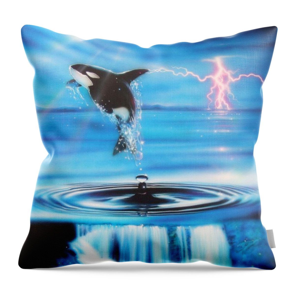 Blue Water Throw Pillow featuring the painting Pure Water Systems by Christian Chapman Art