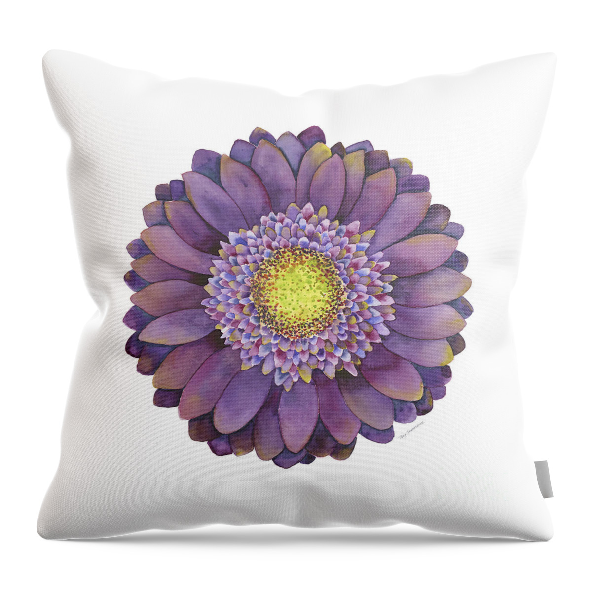 Flower Throw Pillow featuring the painting Purple Gerbera Daisy by Amy Kirkpatrick