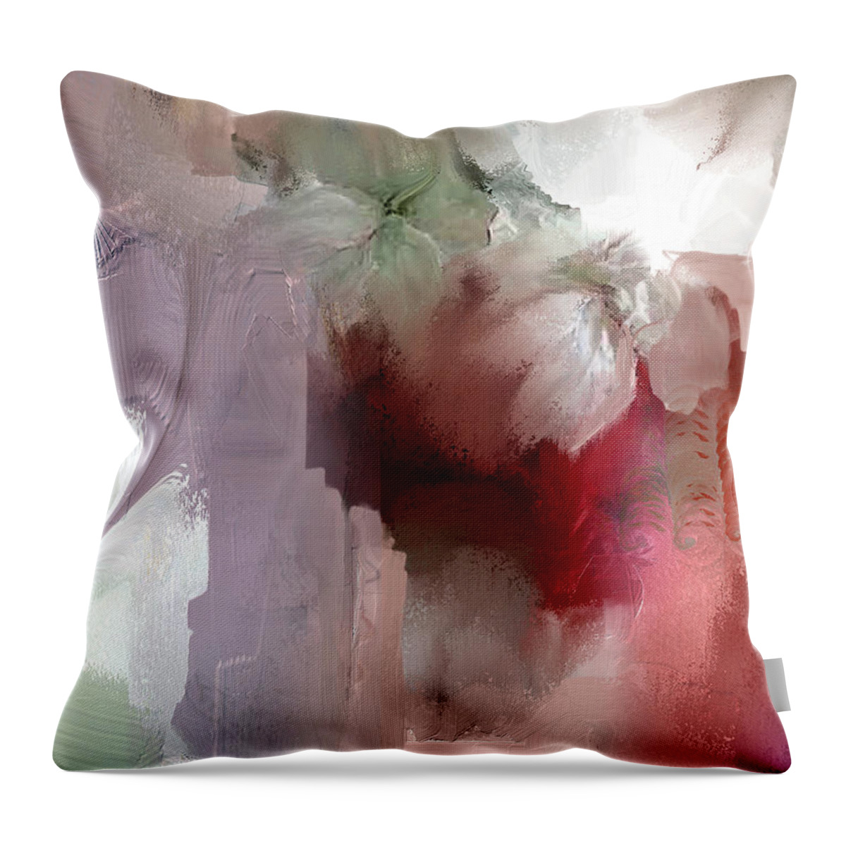  Abstract Throw Pillow featuring the mixed media Purple Glow by Davina Nicholas