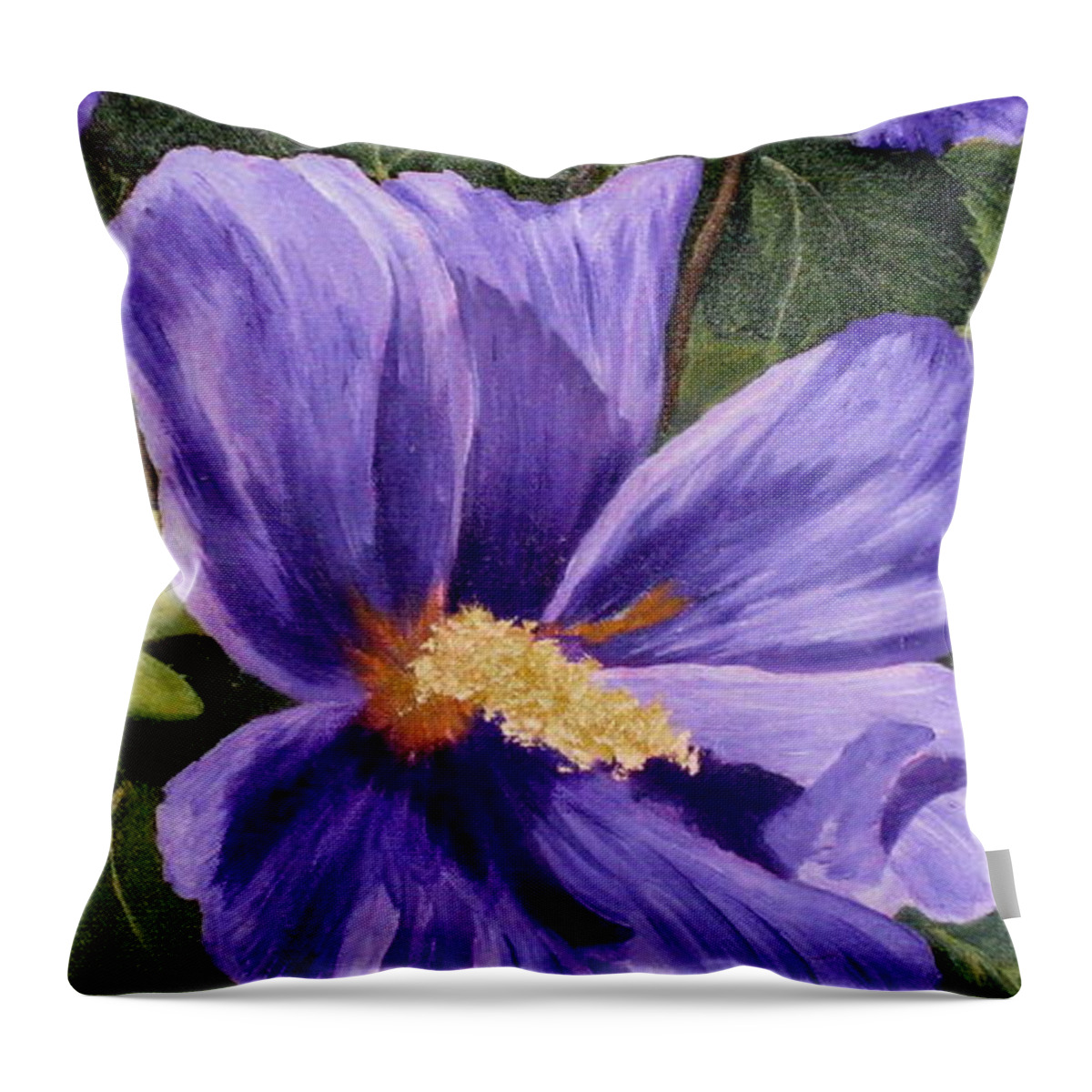 Hibiscus Throw Pillow featuring the painting Purple Hibiscus by Darla Brock