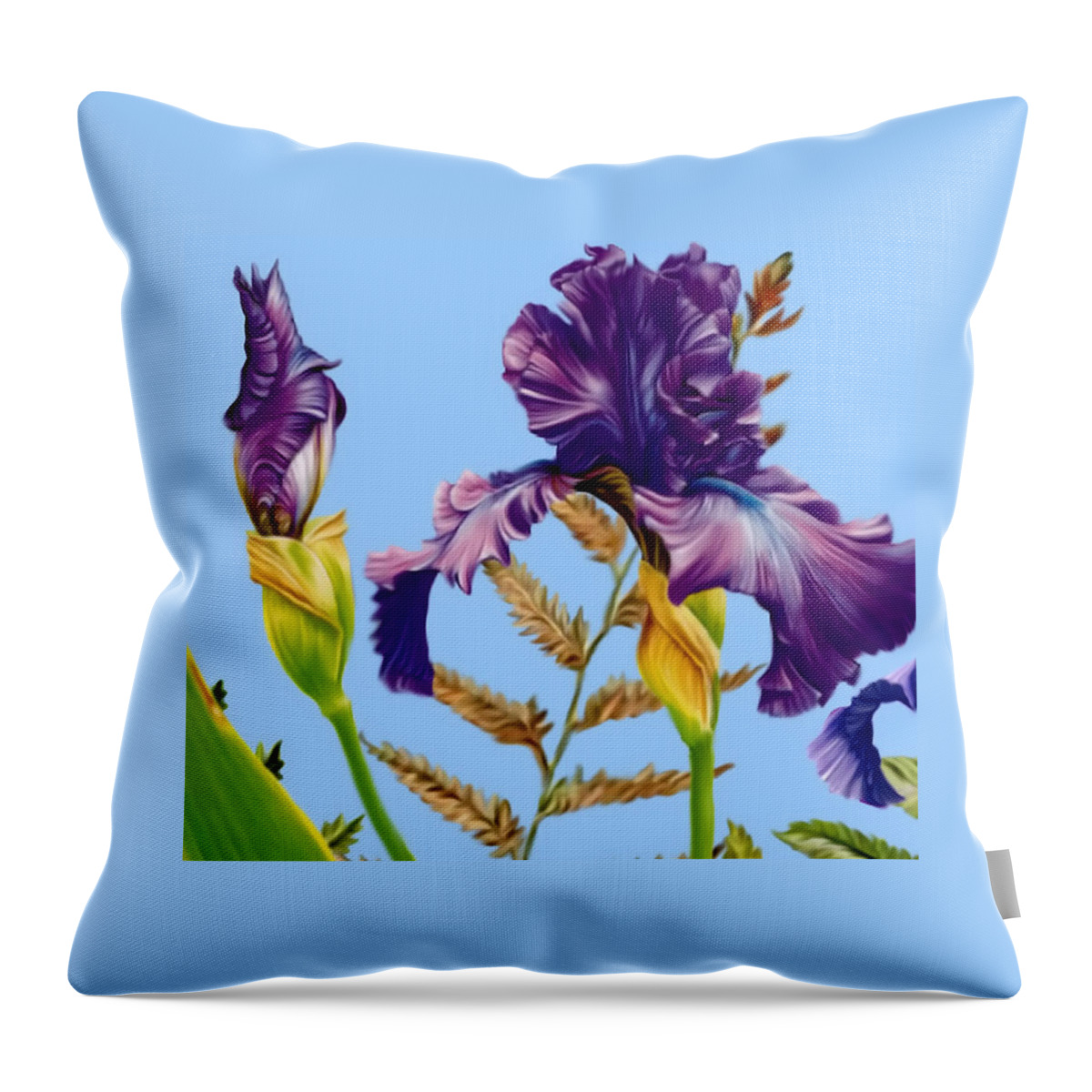 Purple Iris Throw Pillow featuring the mixed media Purple Iris by Anthony Seeker