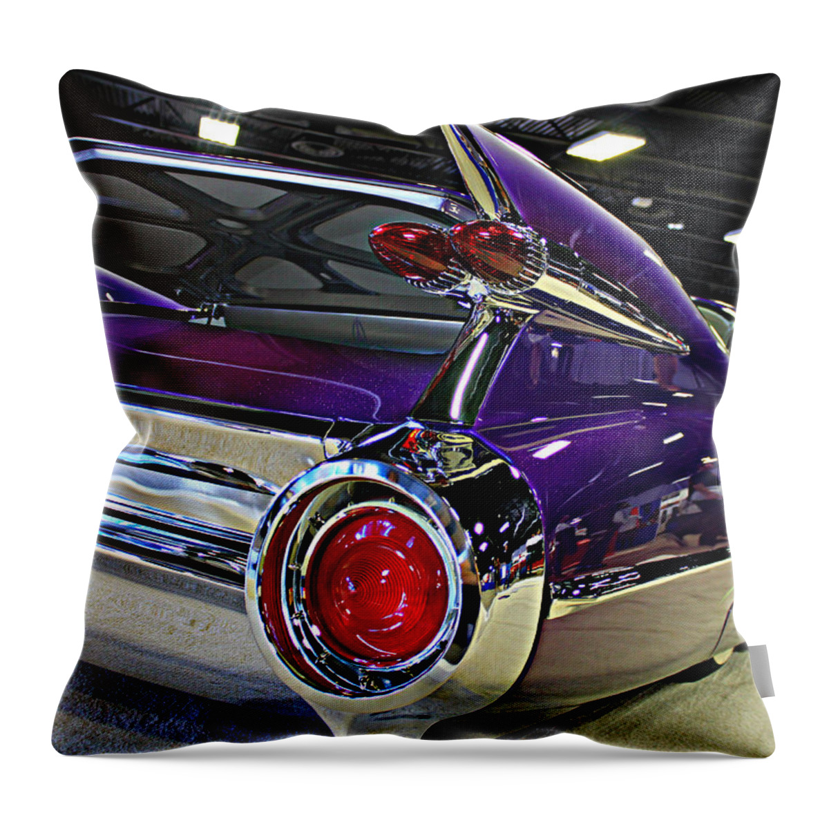 Cadillac Throw Pillow featuring the photograph Purple Kustom Kadillac by Steve Natale