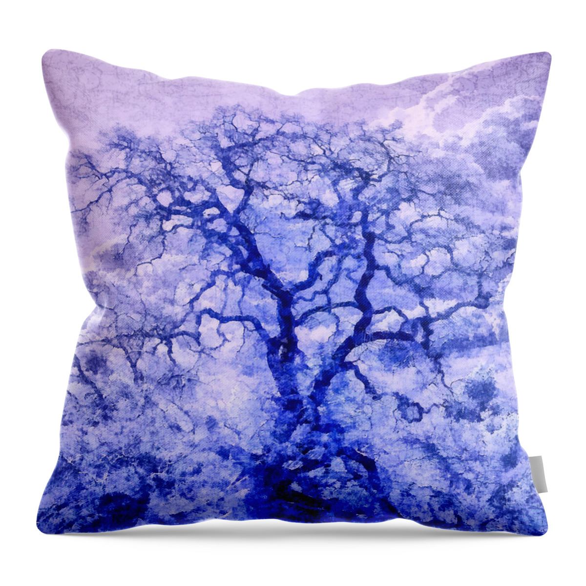 Nature Throw Pillow featuring the digital art Purple Oak Tree Dream by Priya Ghose