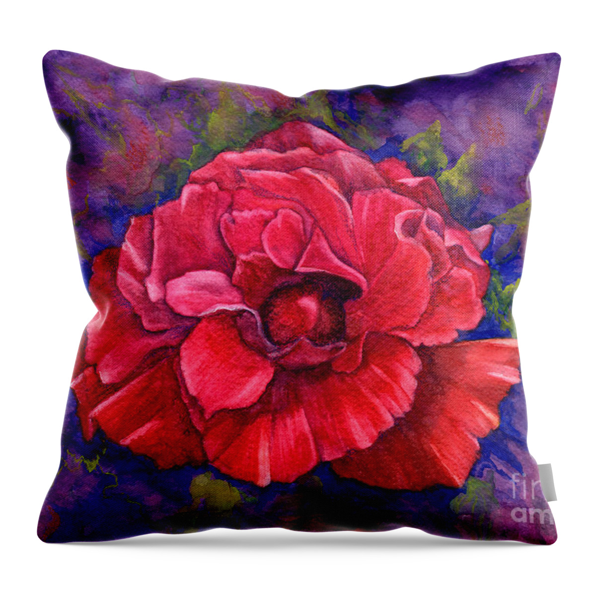 Red Rose Throw Pillow featuring the painting Purple Passion by Nancy Cupp