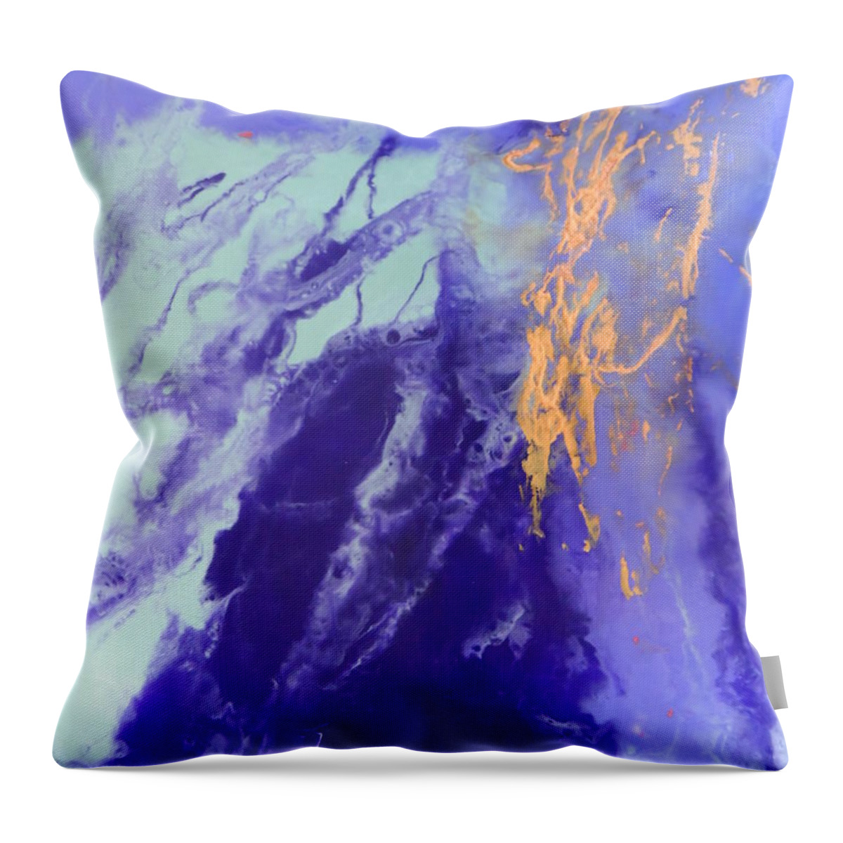 Resin Art Throw Pillow featuring the painting Purple Rain by Jane Biven