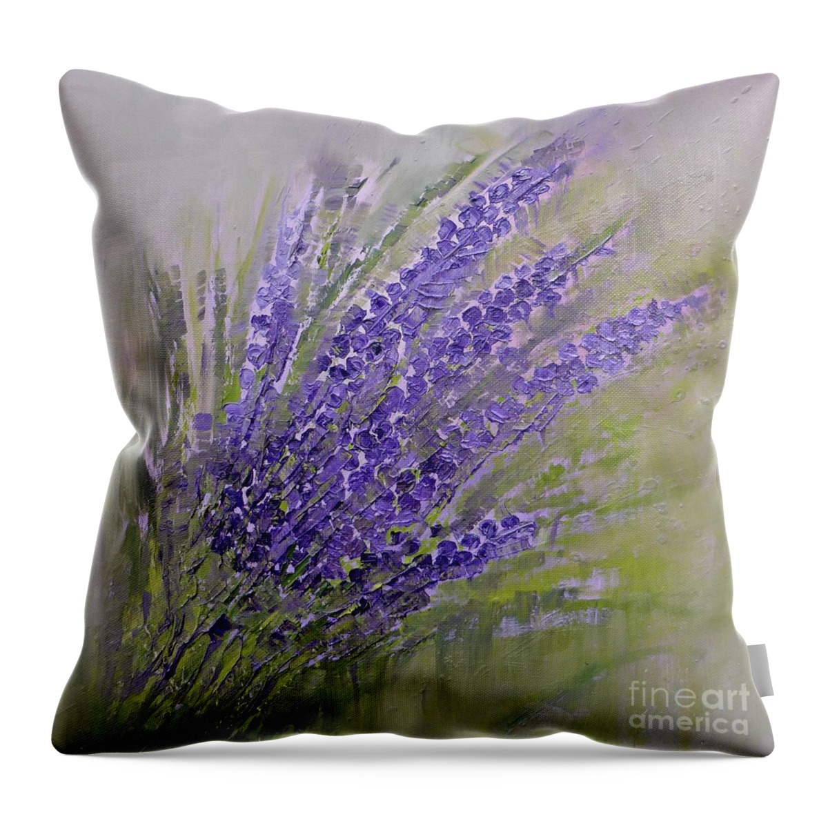 Purple Throw Pillow featuring the painting Purple lavender summer by Amalia Suruceanu