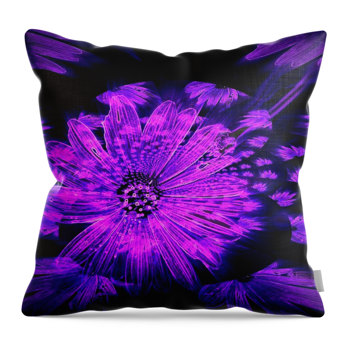 Abstract Throw Pillow featuring the digital art Purple Wisps of Flower by Amanda Eberly