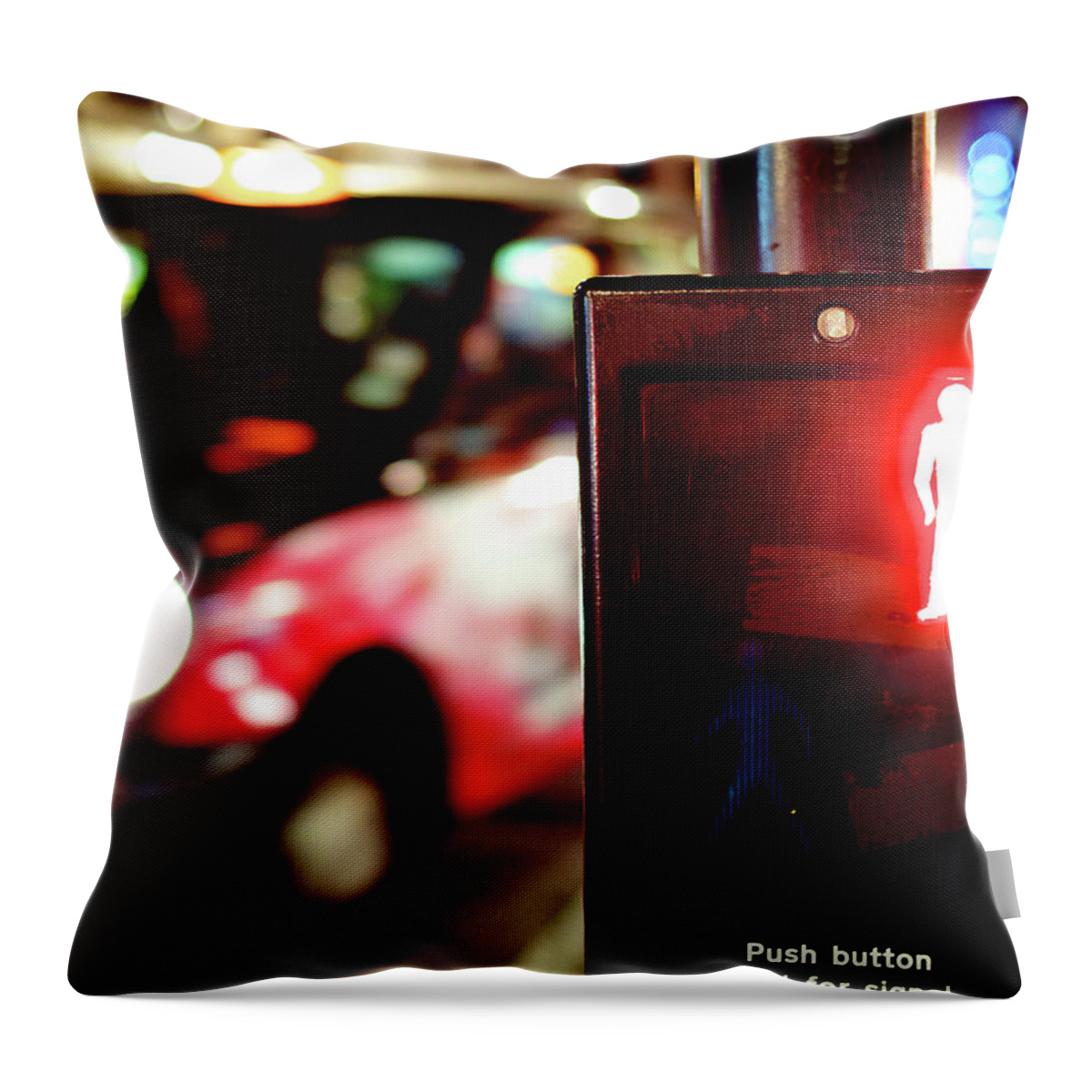 Outdoors Throw Pillow featuring the photograph Push Button Wait For Signal by Image By Tobias Weisserth - Www.friendlyimitationofwork.com
