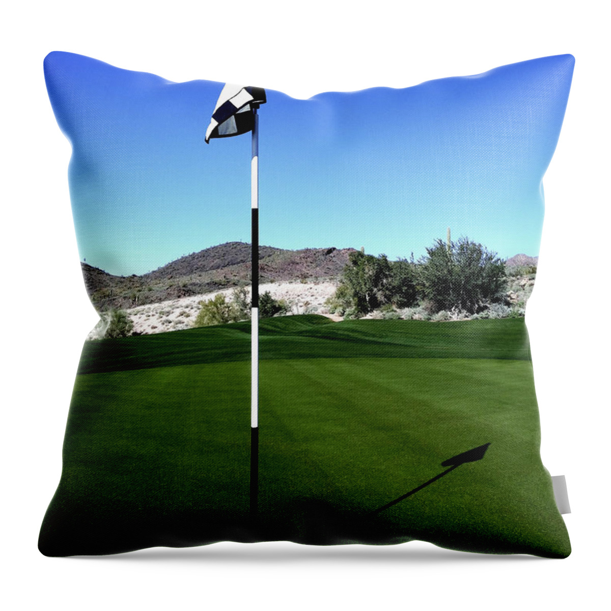 Activity Throw Pillow featuring the photograph Putting Green and Flag on Golf Course by Bryan Mullennix