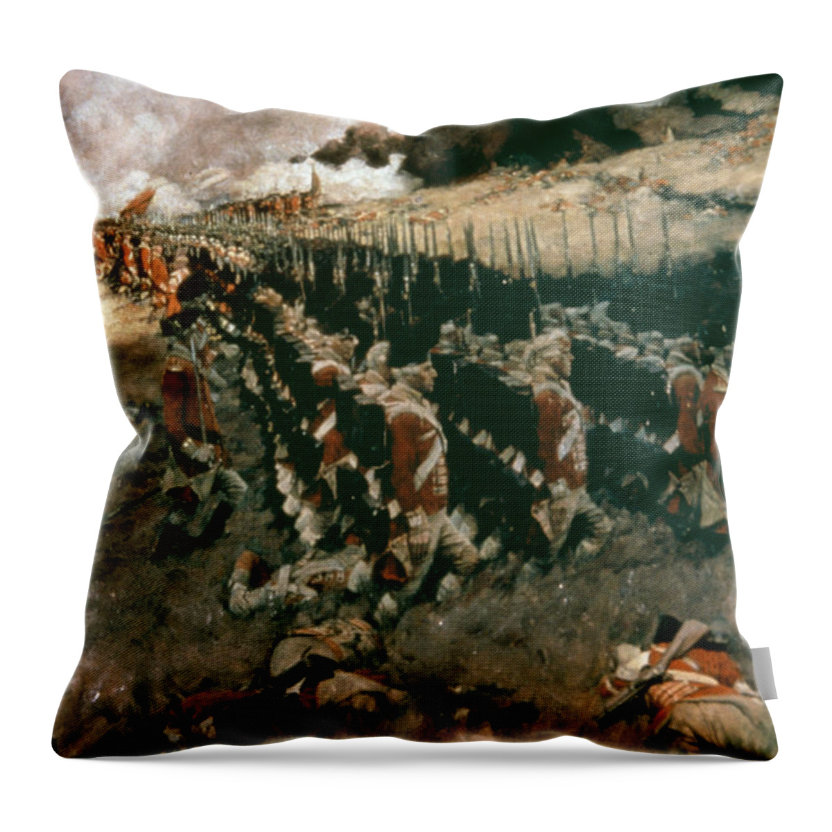1775 Throw Pillow featuring the painting Battle Of Bunker Hill by Howard Pyle