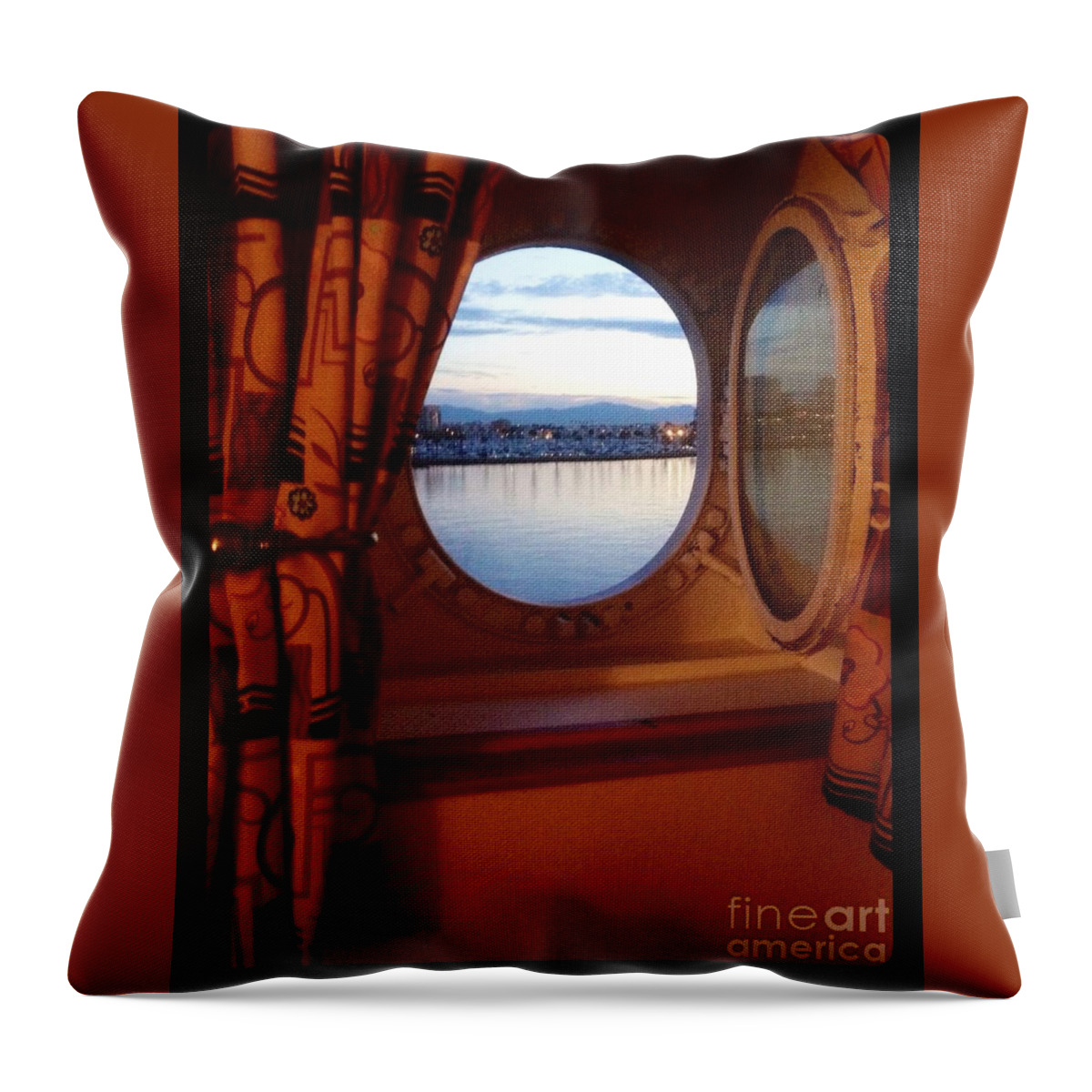 Cruise Ship Throw Pillow featuring the photograph Queen Mary Starboard Port View by Susan Garren