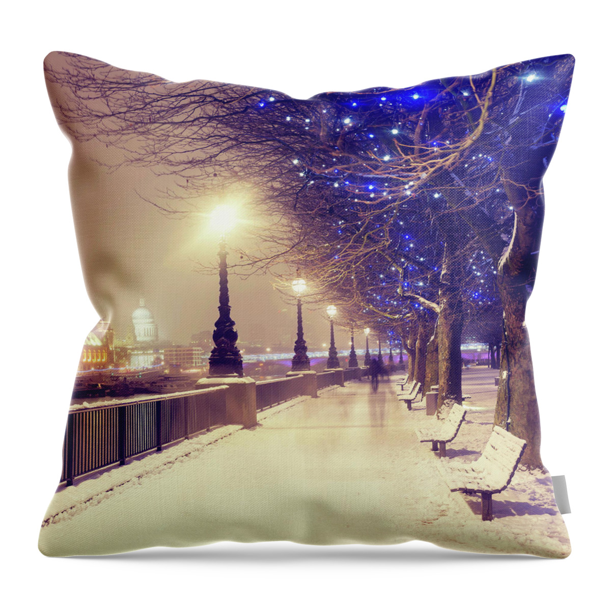 Snow Throw Pillow featuring the photograph Queens Walk by Ultraforma 
