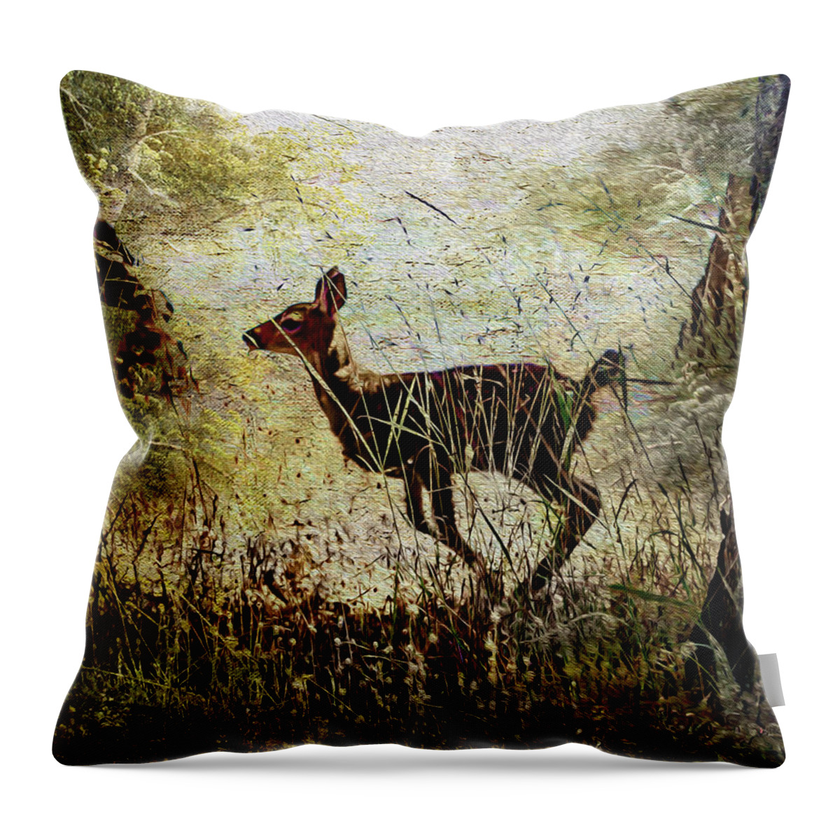 Fawn Throw Pillow featuring the photograph Quick by Kathy Bassett