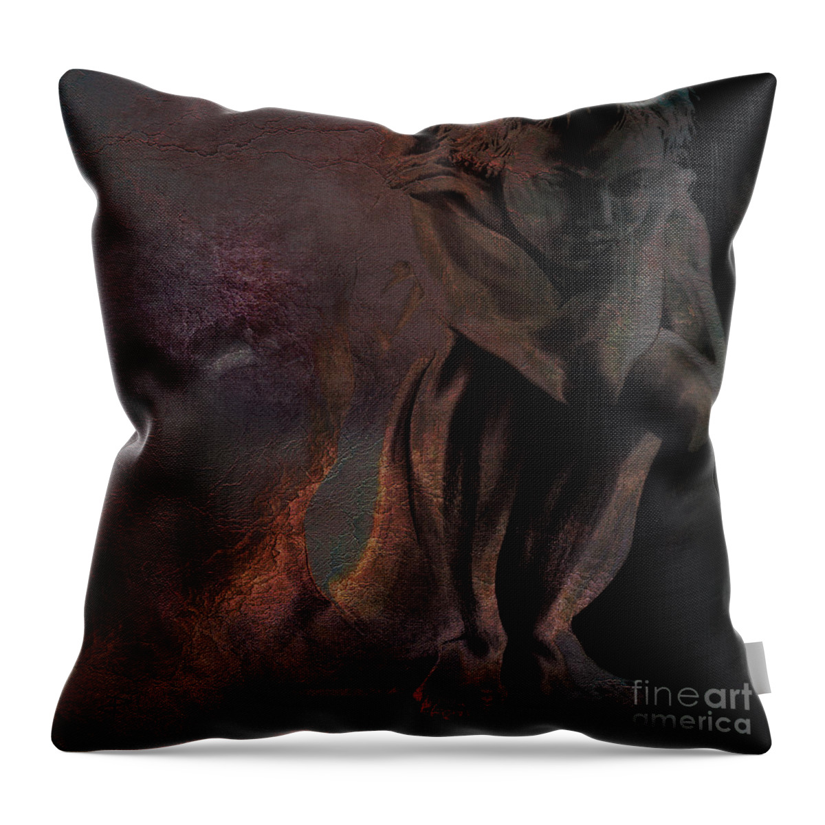 Quiescent Throw Pillow featuring the drawing Quiescent II. textured. sq by Paul Davenport