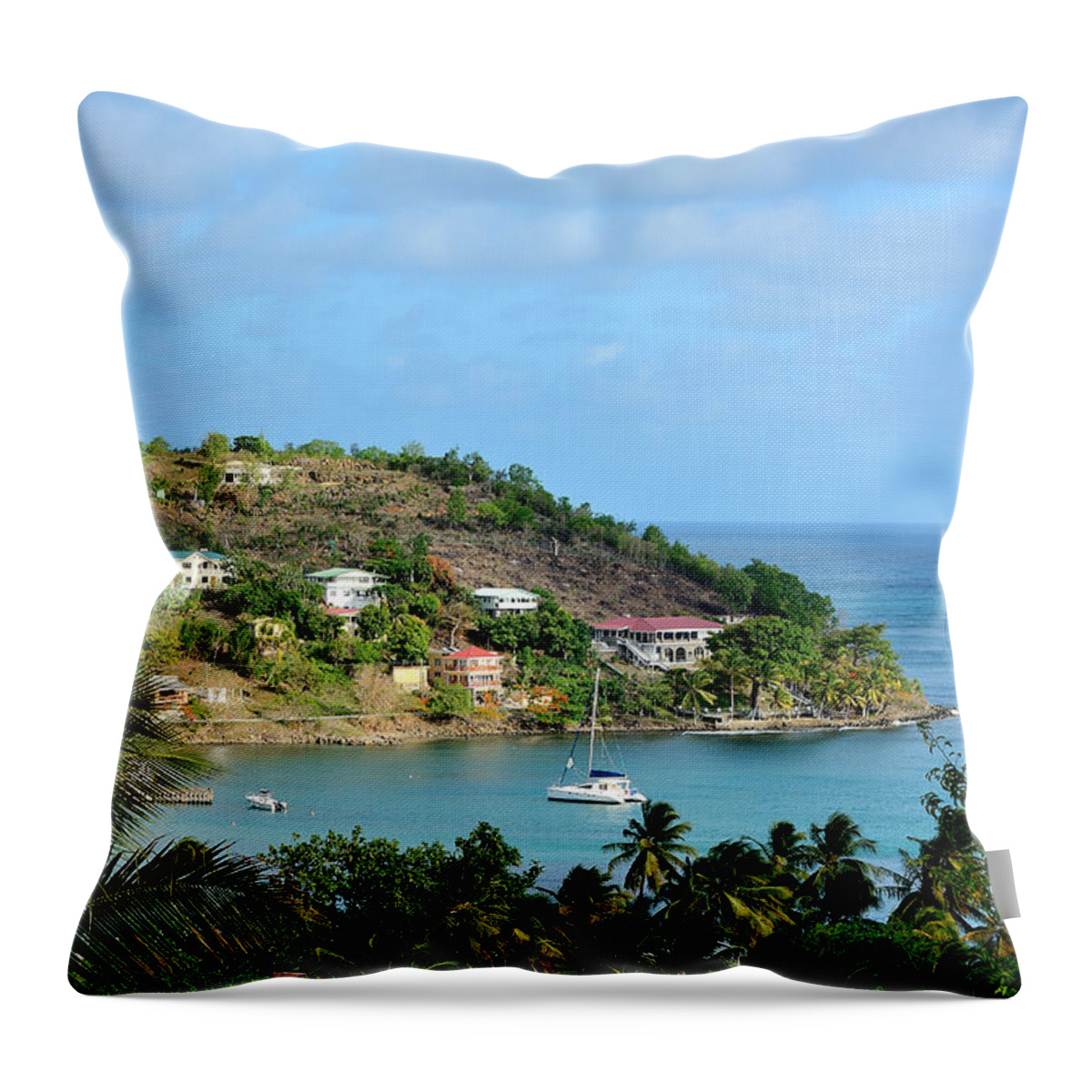Bay Throw Pillow featuring the photograph Quiet Bay on Saint Lucia by Brendan Reals