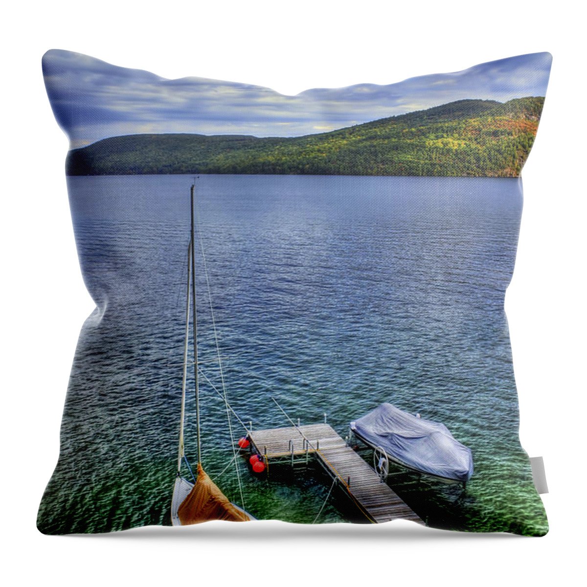 Adirondacks Throw Pillow featuring the photograph Quiet Jetty by Evelina Kremsdorf