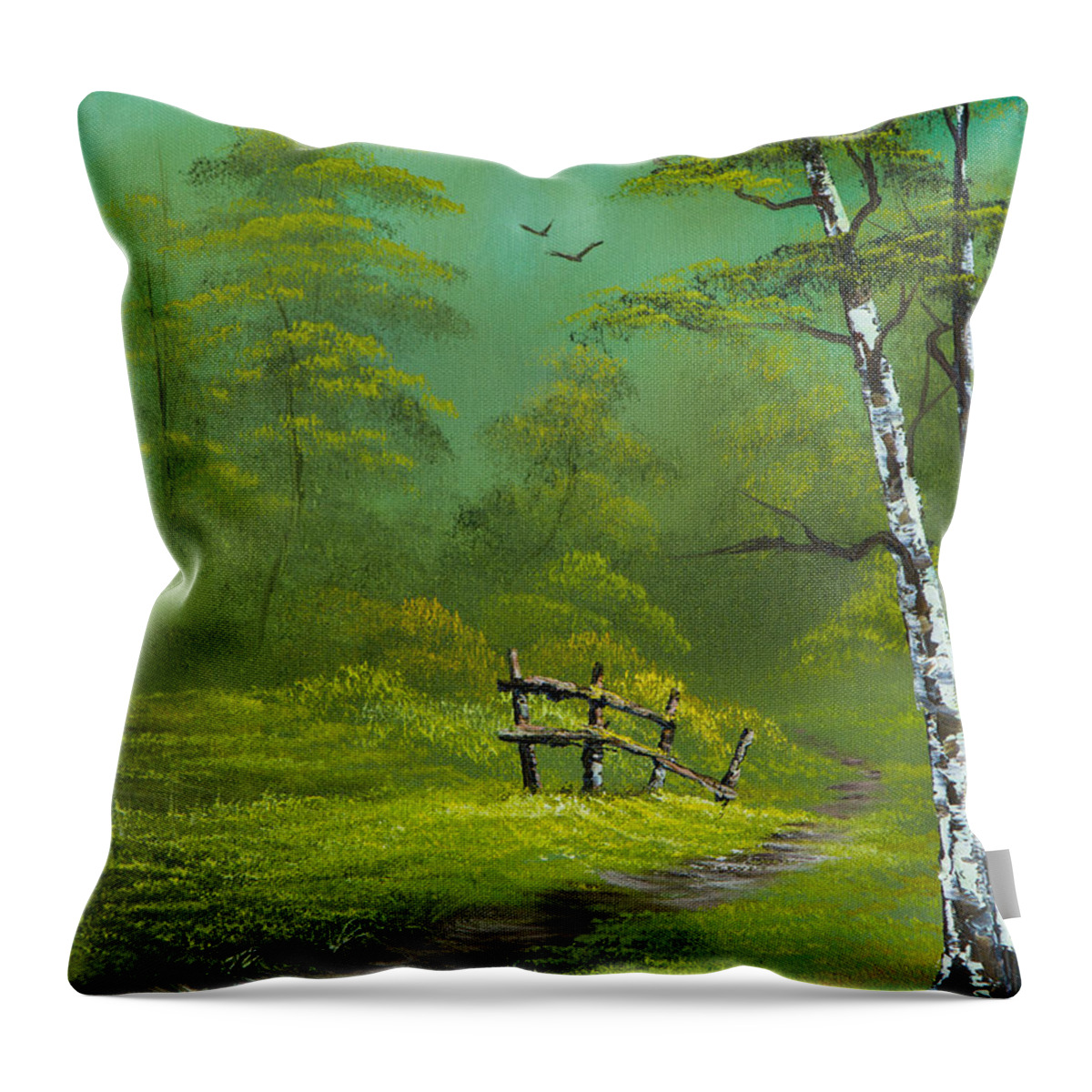 Landscape Throw Pillow featuring the painting Quiet Trail by Chris Steele