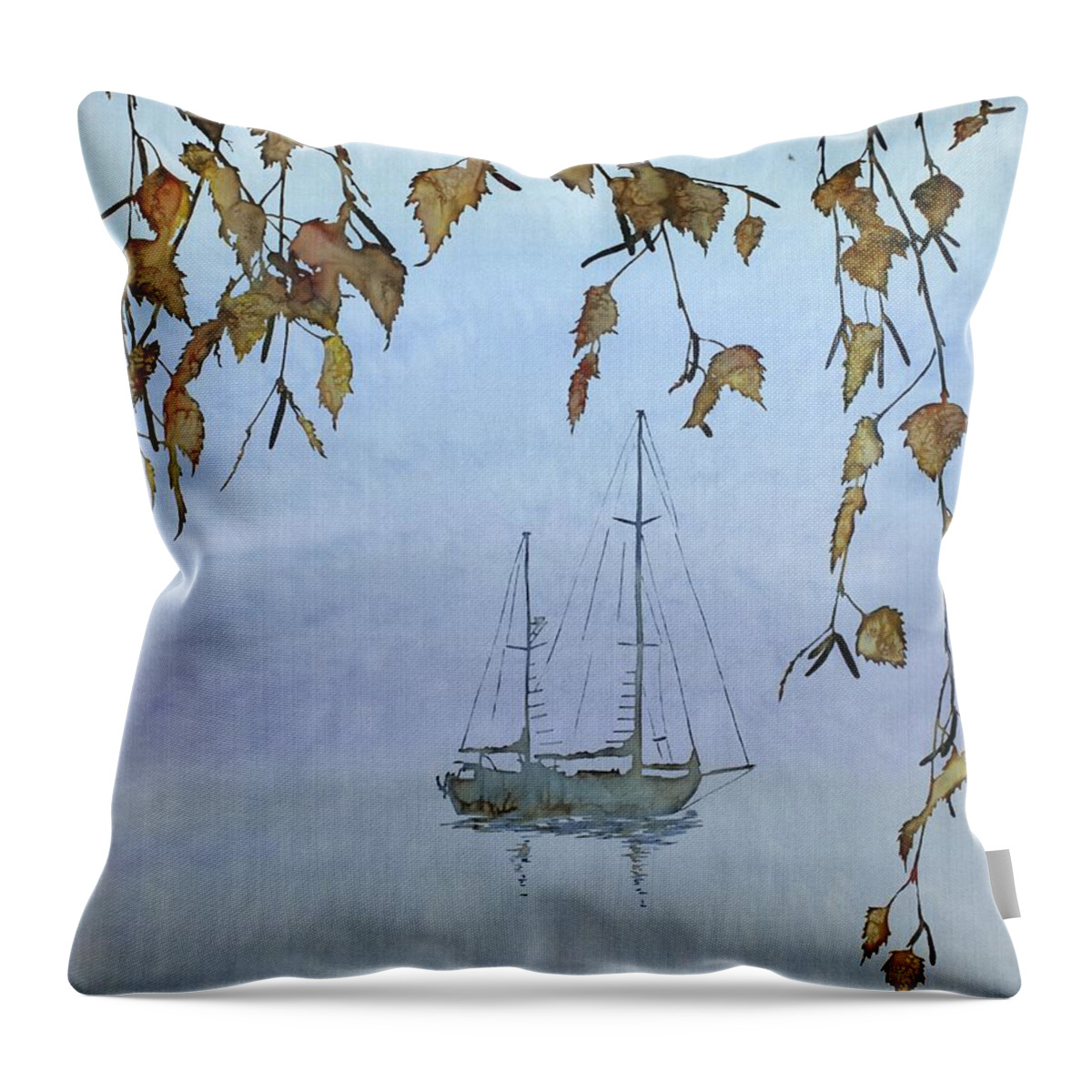 Sailboat Throw Pillow featuring the tapestry - textile Quiet Water by Carolyn Doe