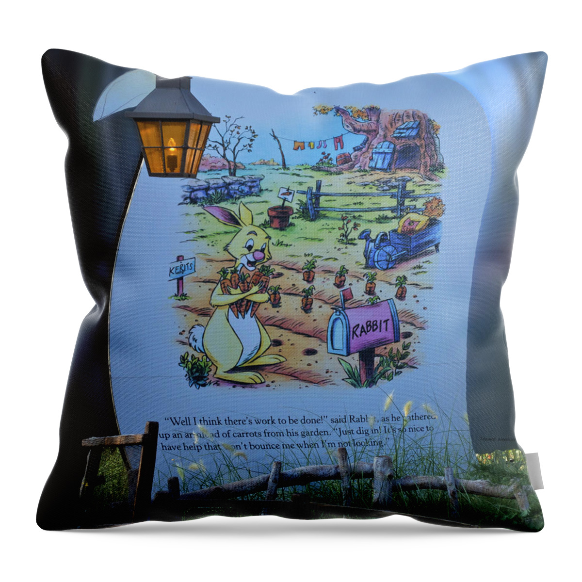 Photograph Throw Pillow featuring the photograph Rabbit Signage Walt Disney World by Thomas Woolworth