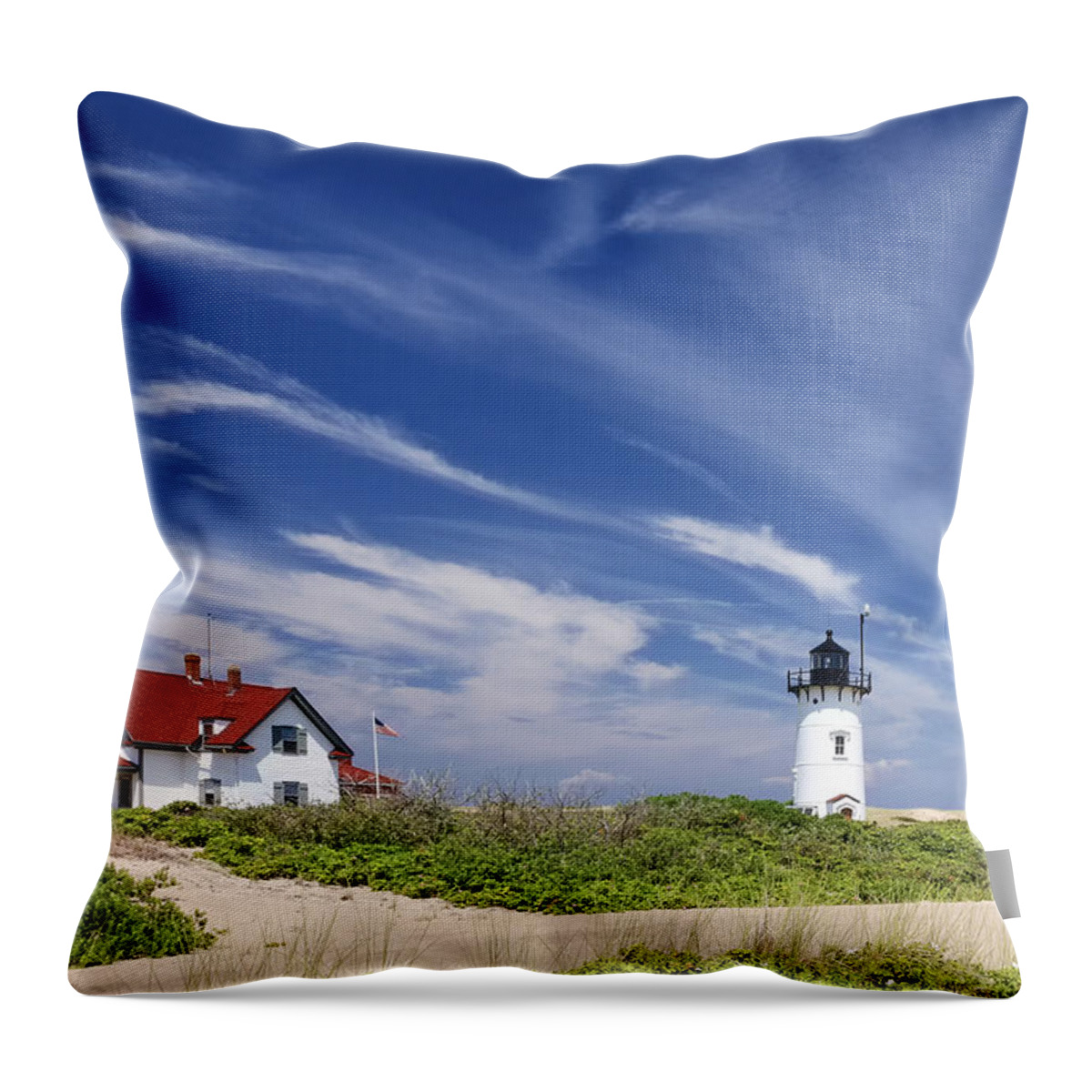 Race Point Light Throw Pillow featuring the photograph Race point Light by Bill Wakeley