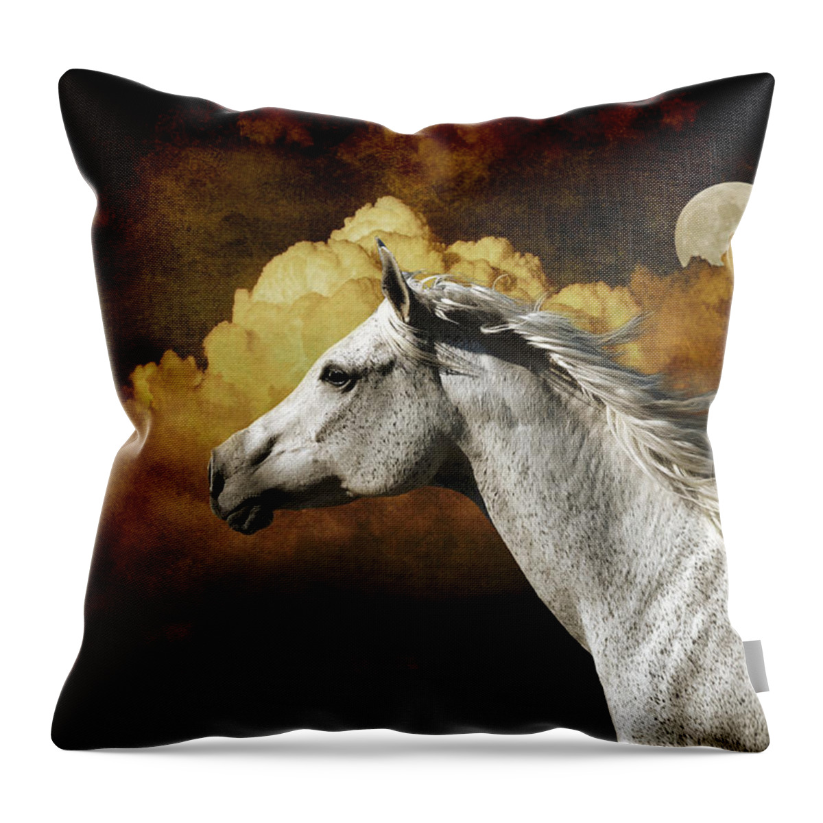 Horse Throw Pillow featuring the photograph Racing the Moon by Karen Slagle