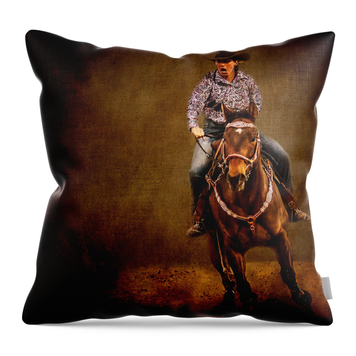 Female Barrel Racer Throw Pillow featuring the photograph Racing to Win by Eleanor Abramson