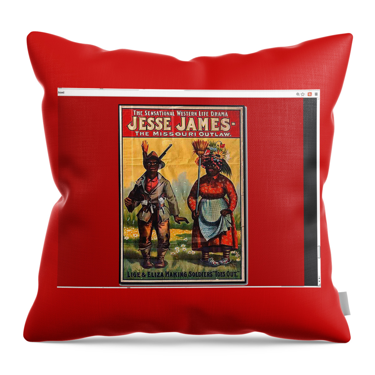 Racist Poster For Jesse James Theatrical Presentation Throw Pillow featuring the photograph Racist poster for Jesse James theatrical presentation no location or date-2013 by David Lee Guss
