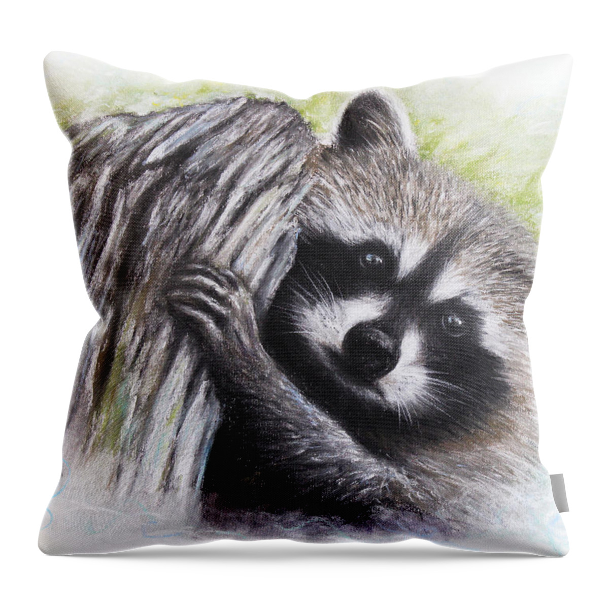 Racoon Throw Pillow featuring the drawing Raccoon by Patricia Lintner