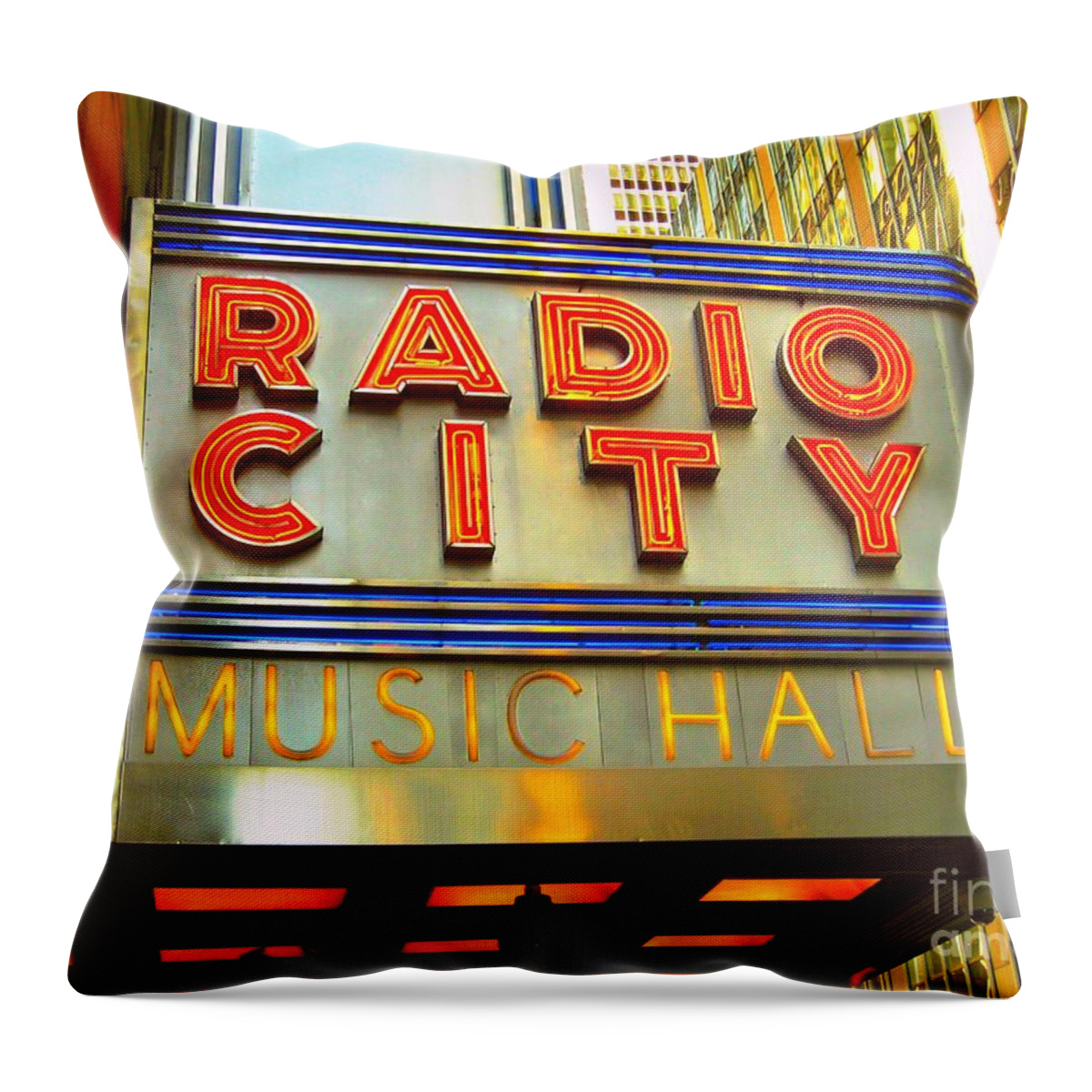Radio City Music Hall Throw Pillow featuring the photograph Radio City Music Hall by Judy Palkimas