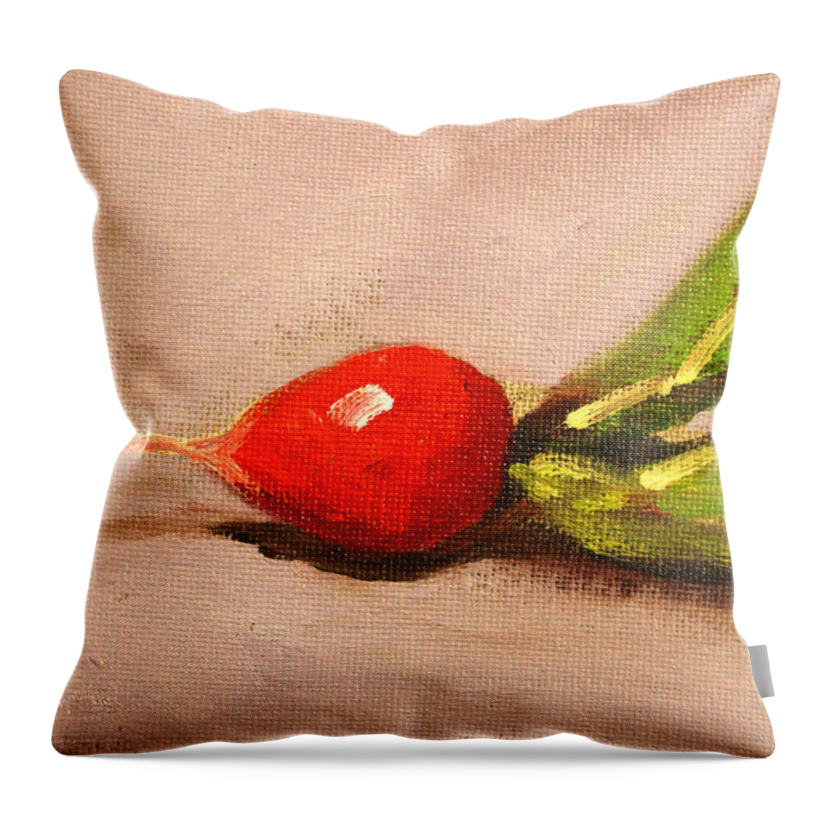 Radish Throw Pillow featuring the painting Radish Resting by Nancy Merkle