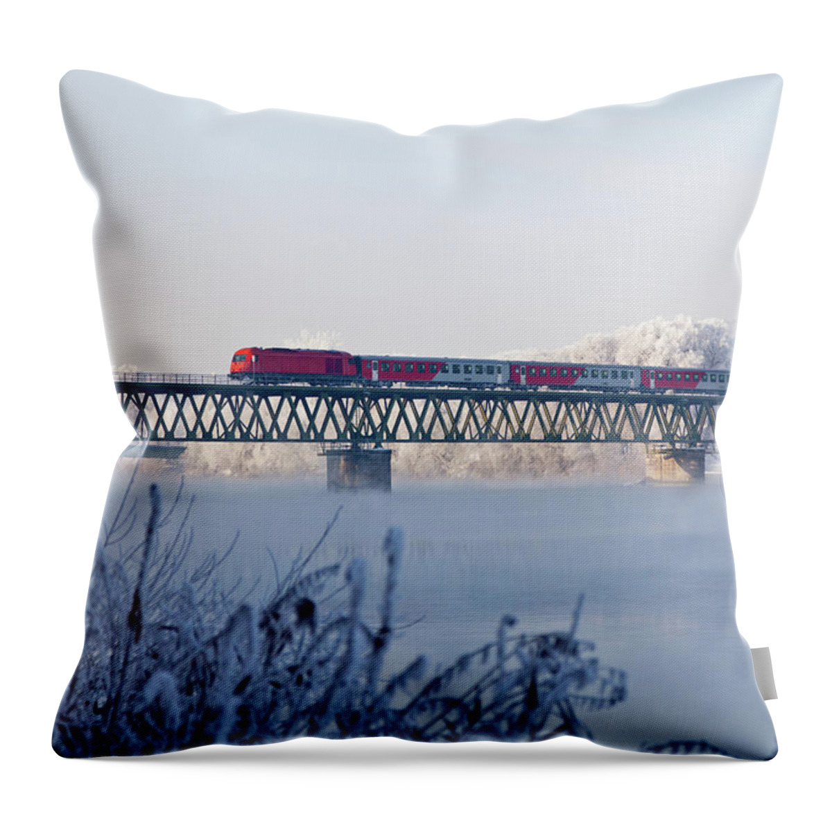 Tranquility Throw Pillow featuring the photograph Railway Border Bridge by Sola Deo Gloria