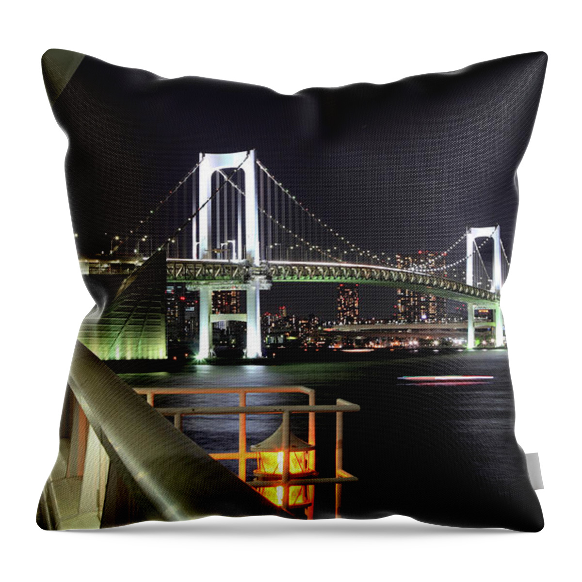 Tranquility Throw Pillow featuring the photograph Rainbow Bridge Tokyo by Krzysztof Baranowski