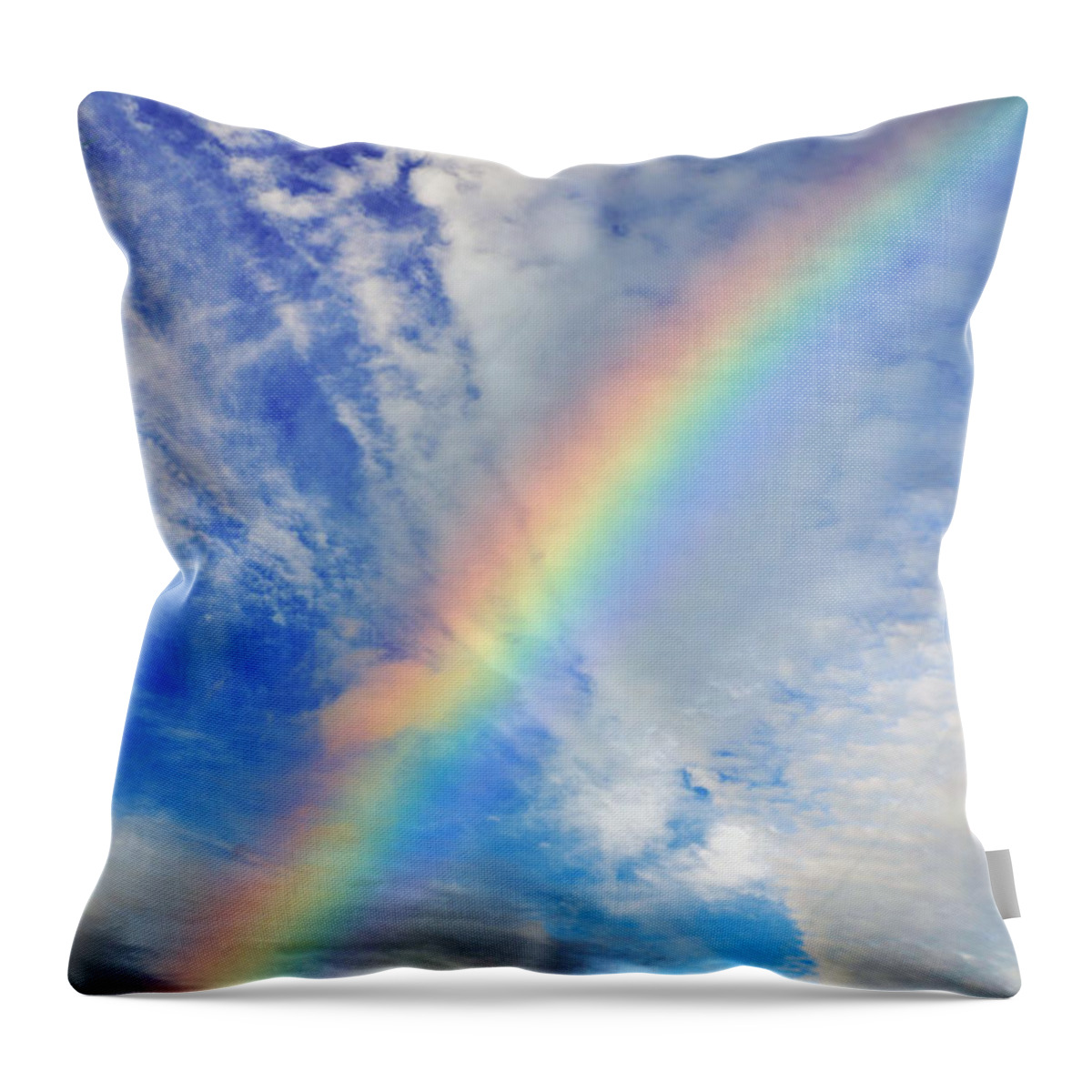 Ca Throw Pillow featuring the photograph Rainbow in a Cloud Filled Sky by Jim Fitzpatrick