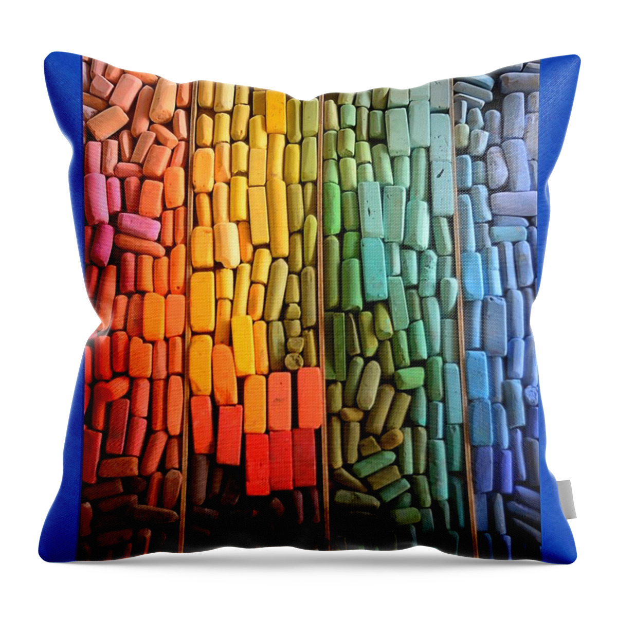 Chalk Throw Pillow featuring the photograph Rainbow of Pastel Chalk by Kae Cheatham