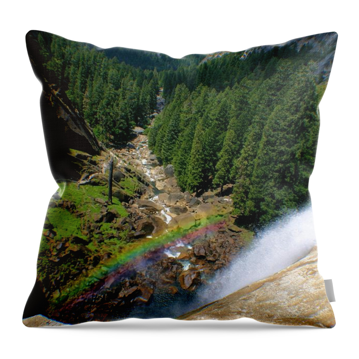 Waterfall Throw Pillow featuring the photograph Rainbow Over Nevada Falls by Jane Girardot