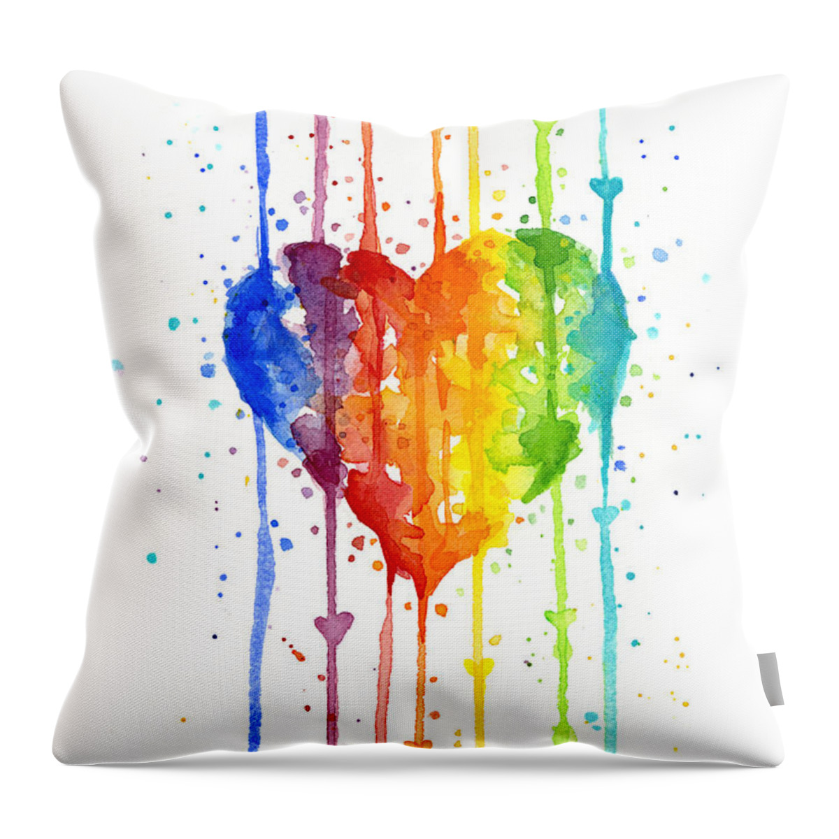 Heart Throw Pillow featuring the painting Rainbow Watercolor Heart by Olga Shvartsur