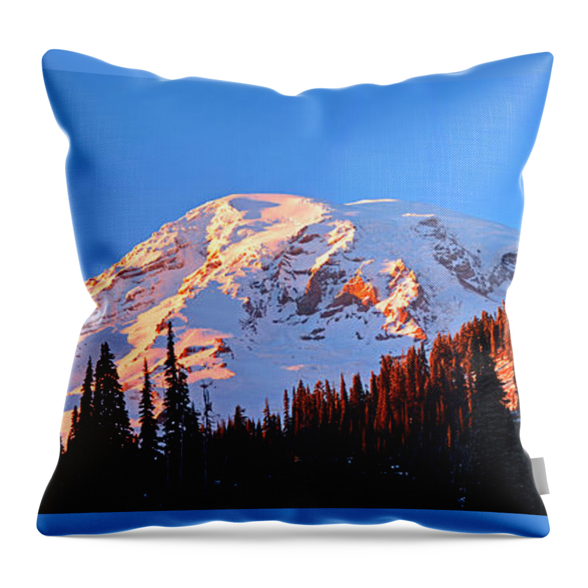 Mt. Rainier Throw Pillow featuring the photograph Rainier sunset by Frank Larkin