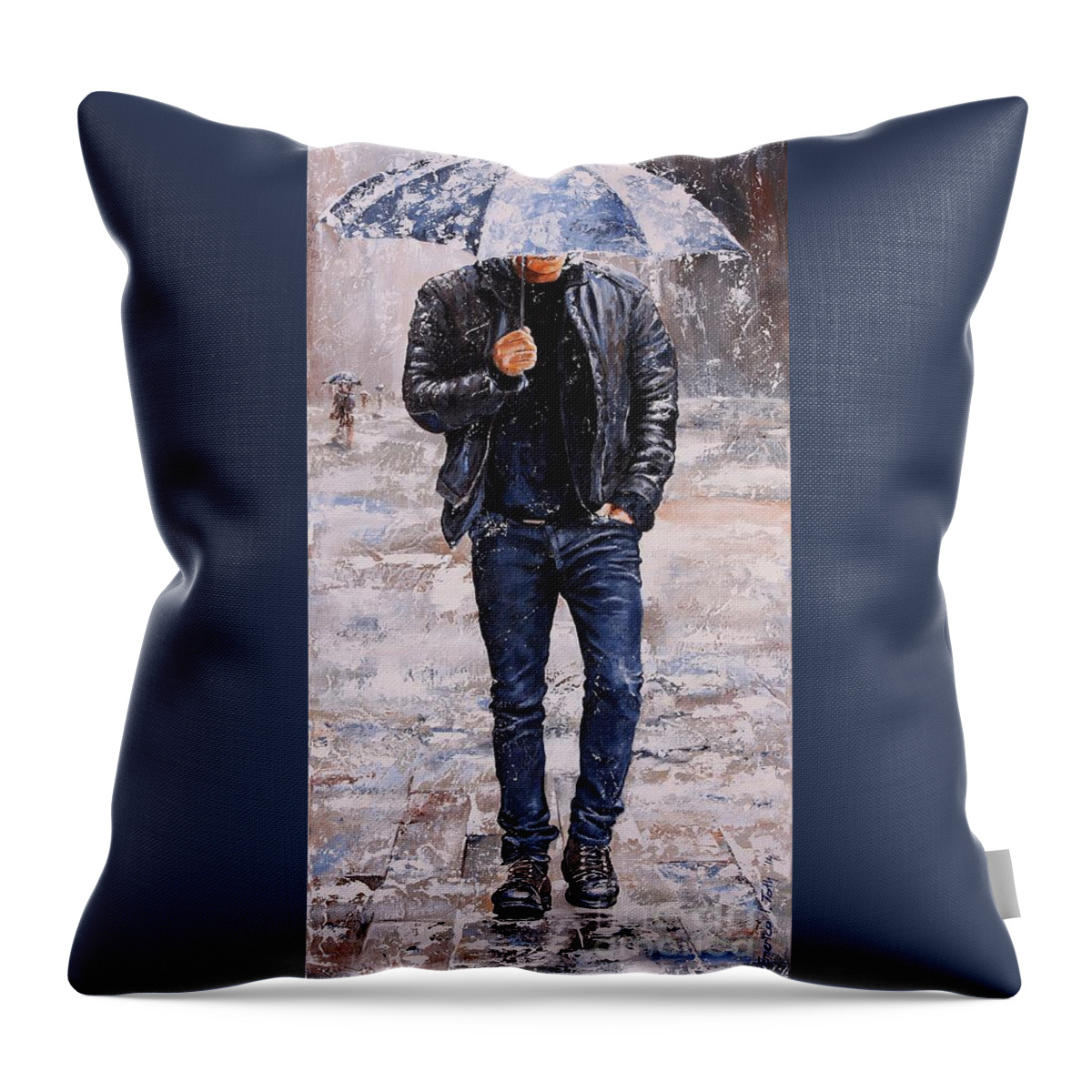 Rain Throw Pillow featuring the painting Rainy Day #23 by Emerico Imre Toth