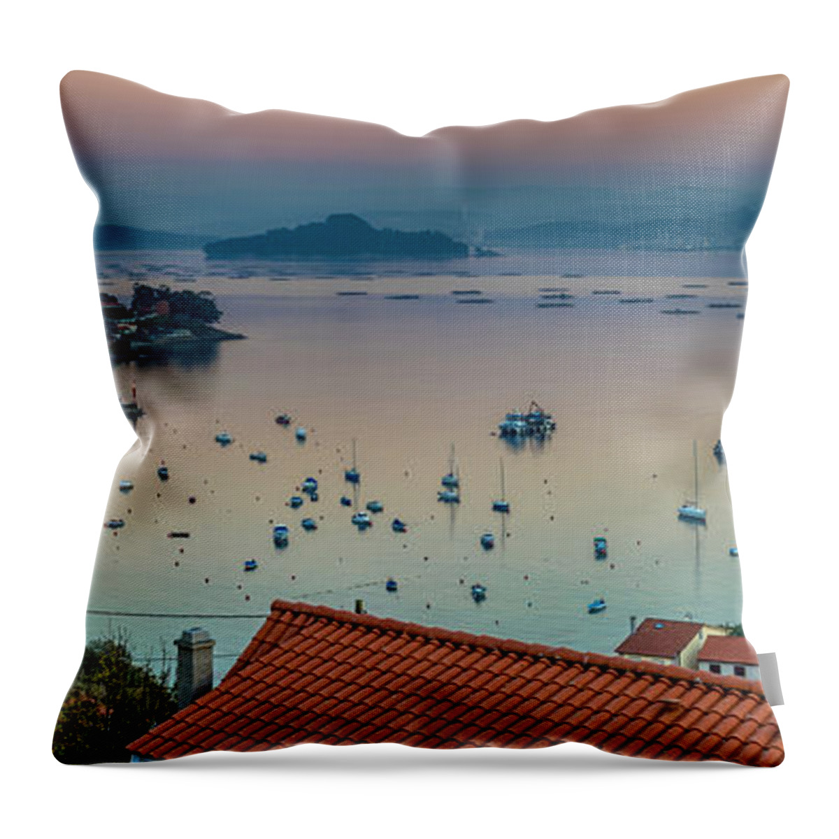 Enm Throw Pillow featuring the photograph Rajo Panorama from La Granja Galicia Spain by Pablo Avanzini