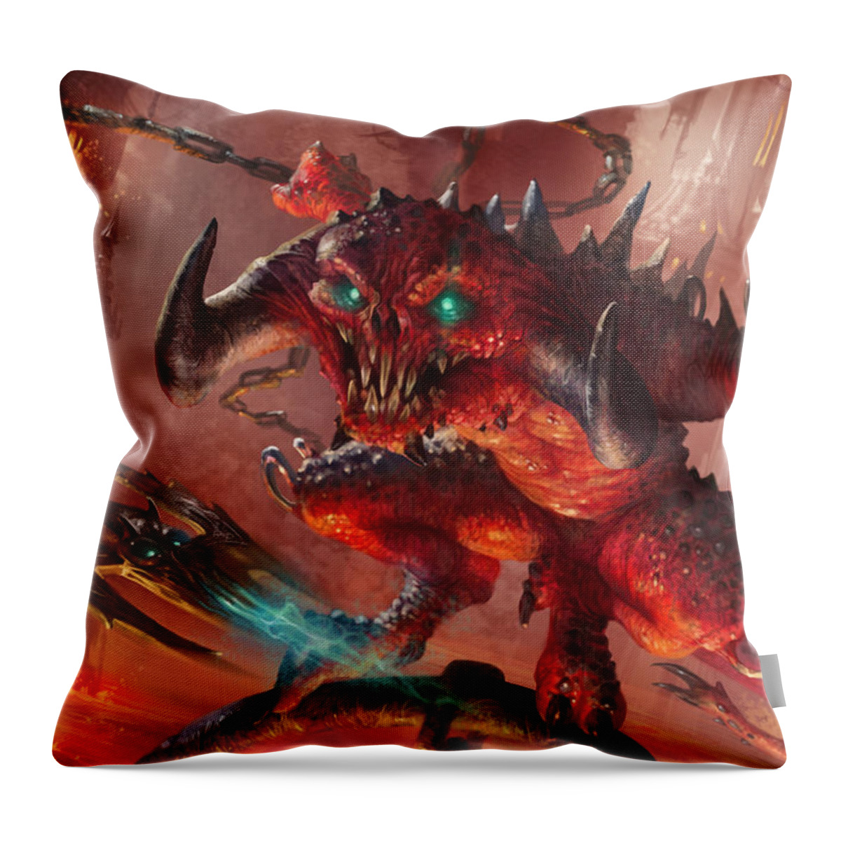 Magic The Gathering Throw Pillow featuring the digital art Rakdos Cackler by Ryan Barger