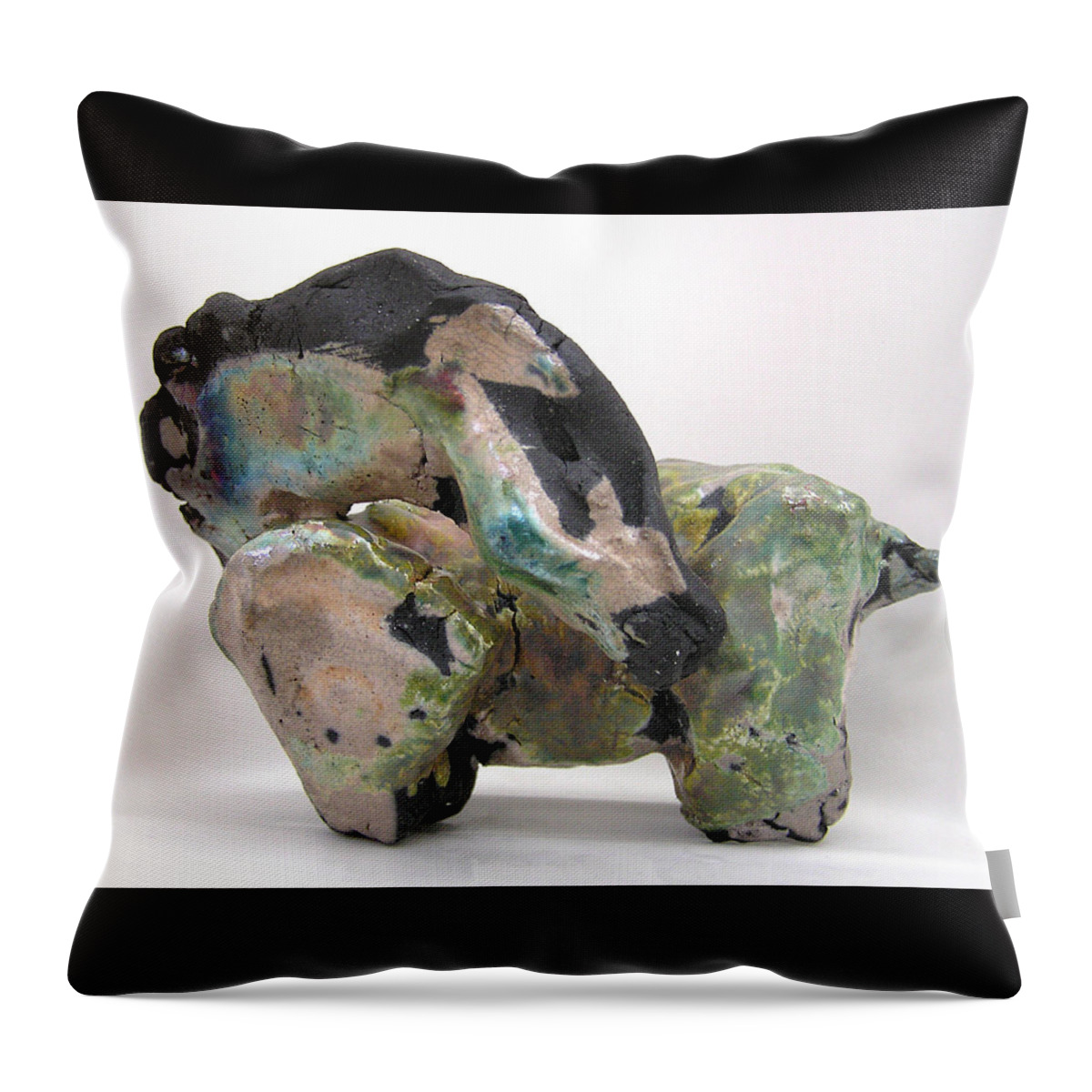 Horse Sculpture Throw Pillow featuring the photograph Raku Green by Valerie Freeman