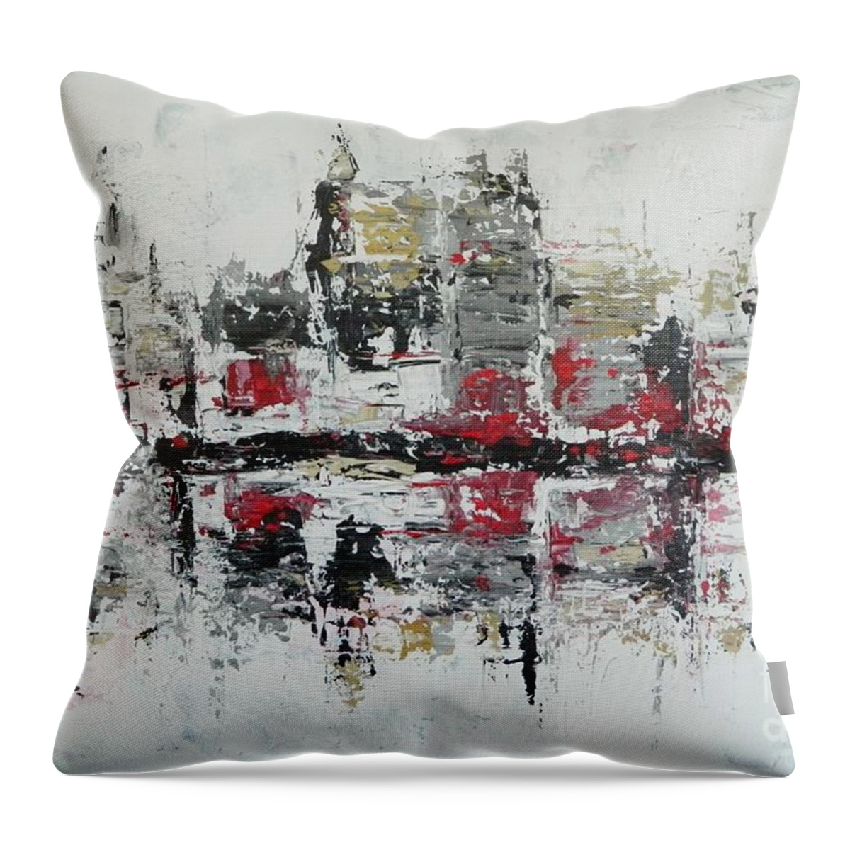 Raleigh Throw Pillow featuring the painting Raleigh Town by Dan Campbell